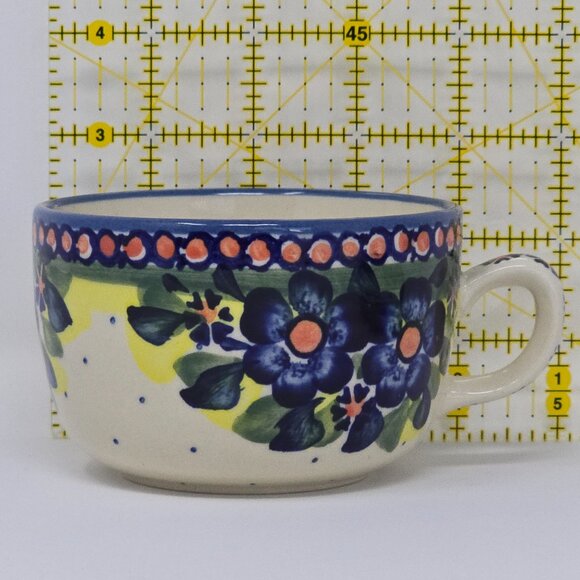 Ceramika Wiza Floral Polish Pottery Mug & Oval Snack Tray Saucer Set Hand Made - Picture 13 of 15